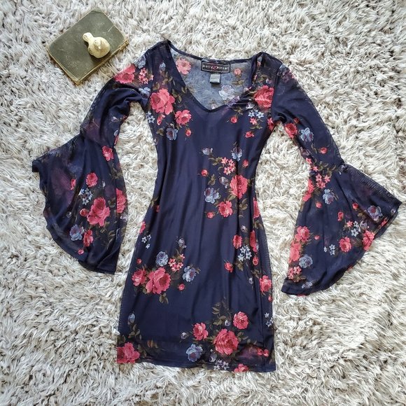 *HP* Polly & Esther Floral Sheer (with Slip) Dress - Picture 2 of 5